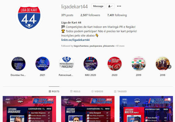 Redes Sociais Liga de Kart 44